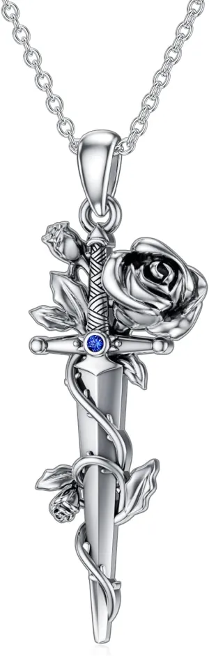 Cross Sword Necklace 925 Sterling Silver Moon Phase/Snake/Celtic Knot Pendant Cross Sword Jewelry for Women Men