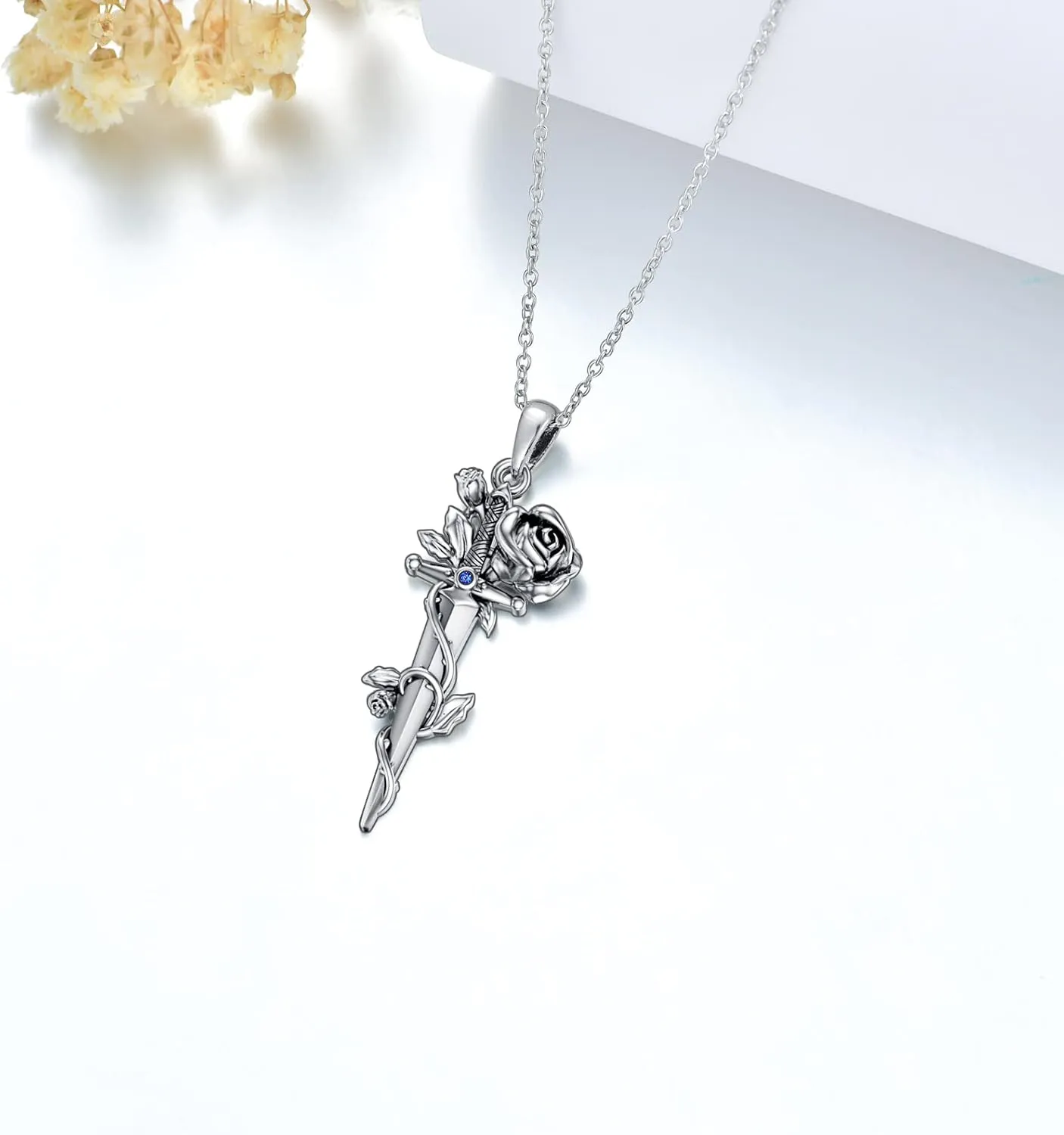 Cross Sword Necklace 925 Sterling Silver Moon Phase/Snake/Celtic Knot Pendant Cross Sword Jewelry for Women Men