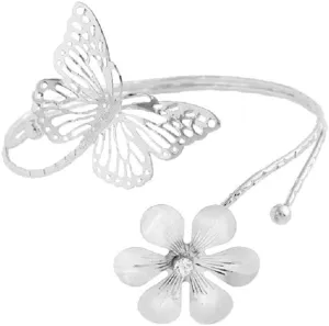 DATOA Punk Buttefly Open Upper Arm Adjustable Coil Swirl Leaf Wings Butterfly Armband Minimalist Armlet Cuff Bangle Bracelet Simple Gothic Jewelry for Women Teens