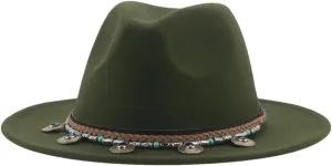 Dcvmvmn Men Women Fedoras Hat Belt Band Solid Felted Jazz Caps Casual Felted Hats Winter Hat