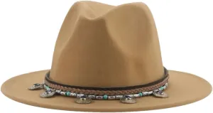 Dcvmvmn Men Women Fedoras Hat Belt Band Solid Felted Jazz Caps Casual Felted Hats Winter Hat