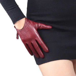 DooWay Women's Short Real Leather Driving Gloves Touchscreen Imported Goatskin Leather Tassel Zipper Winter Warm Gloves