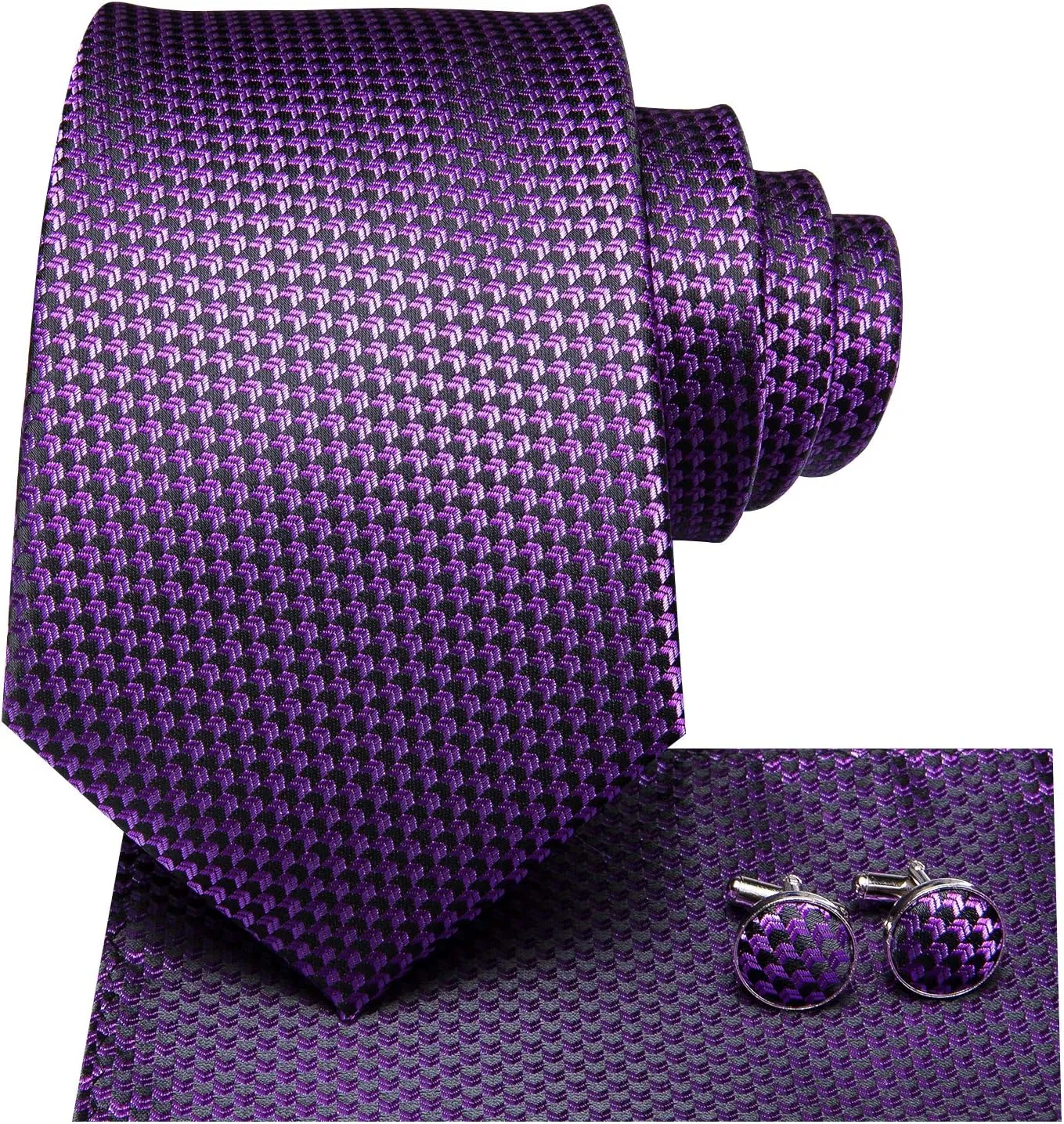 Dubulle Mens Paisley Striped Tie WOVEN Necktie for Men and Handkerchief Cufflinks Set Wedding Formal Business