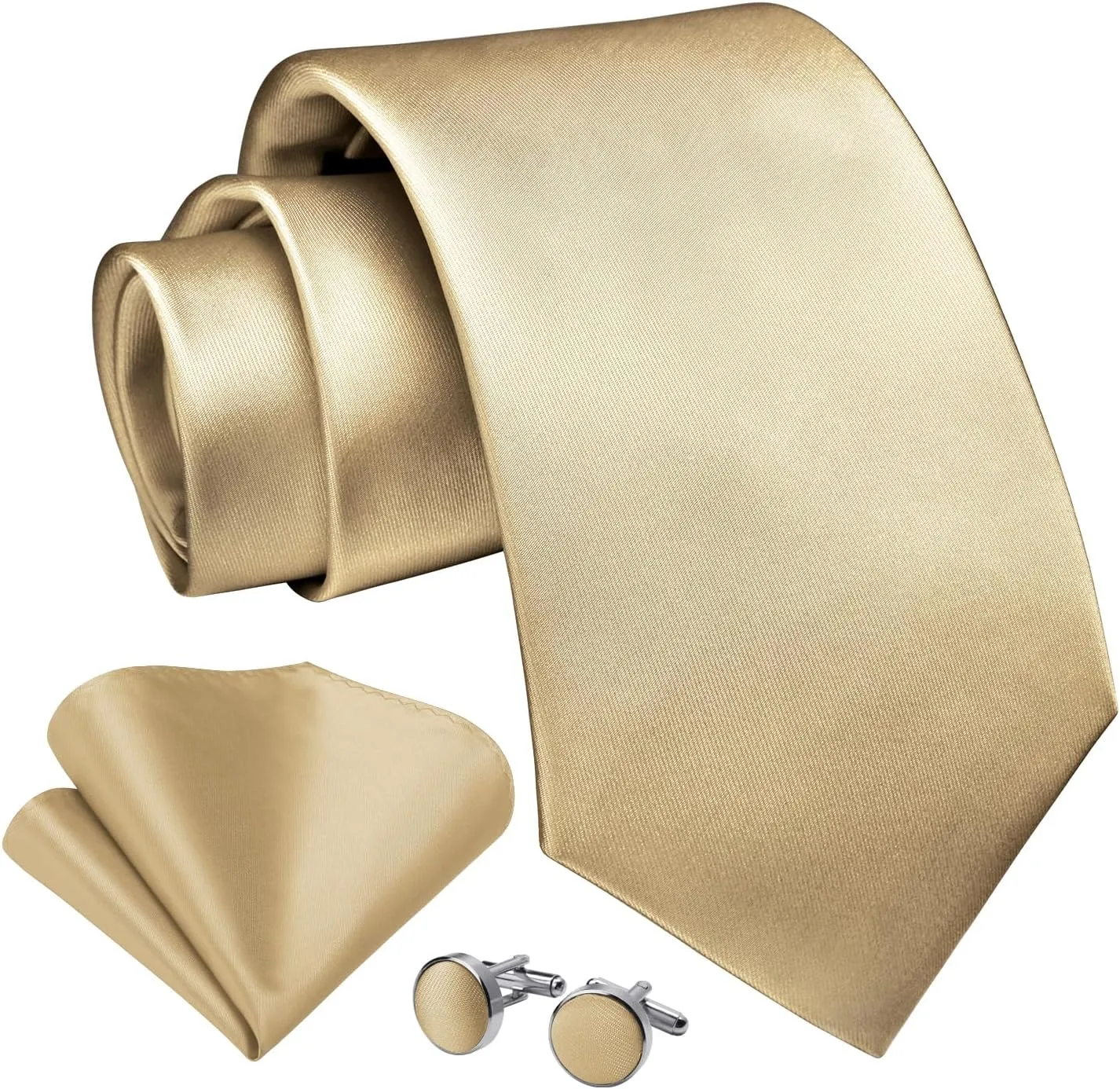 Enlision Mens Ties Solid Color Satin Necktie Ties for men Handkerchief Cufflinks Pocket Squares for Wedding