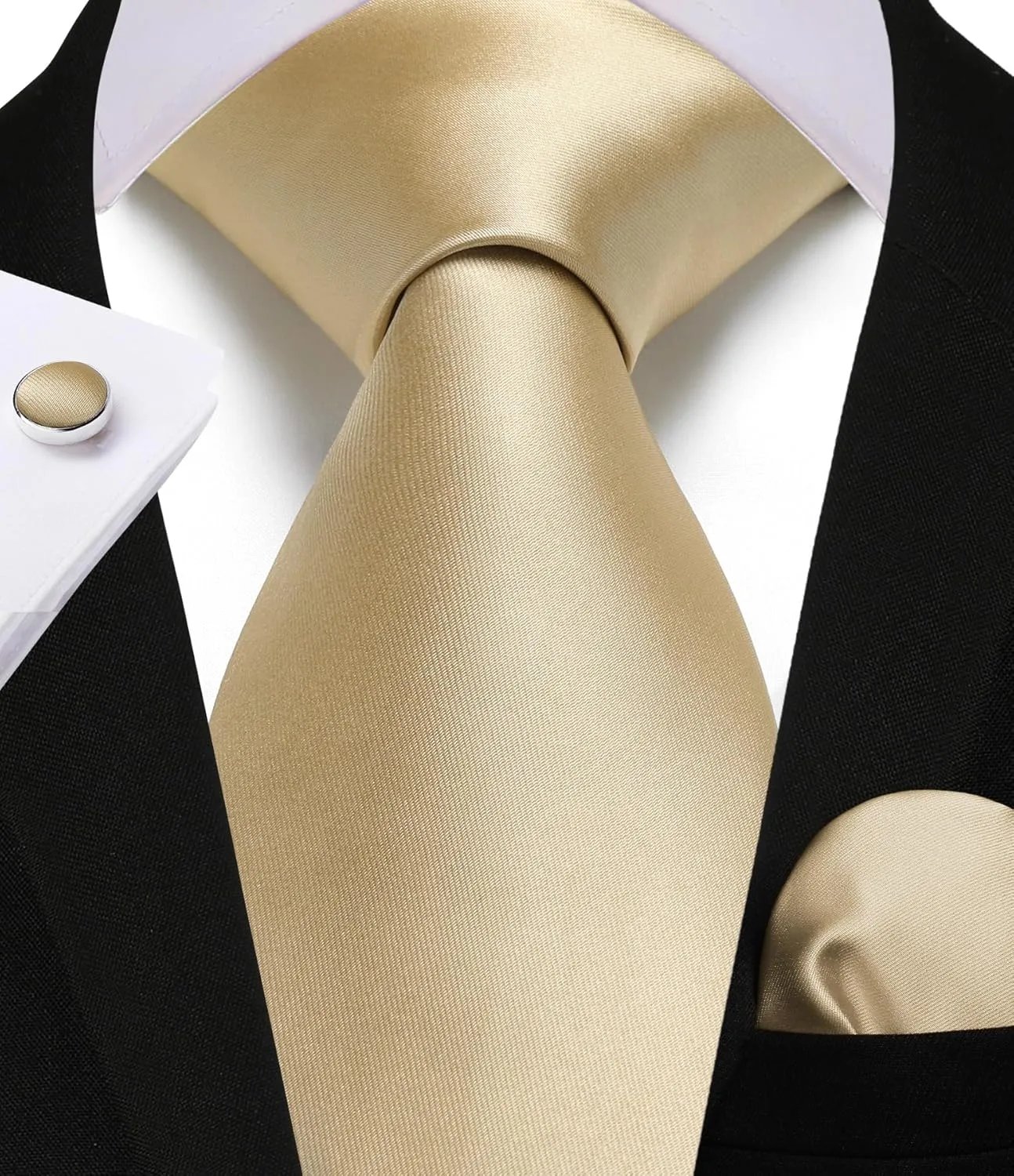 Enlision Mens Ties Solid Color Satin Necktie Ties for men Handkerchief Cufflinks Pocket Squares for Wedding