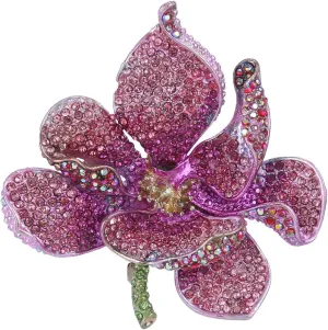 EVER FAITH Women's Austrian Crystal Orchid Flower Petal Brooch
