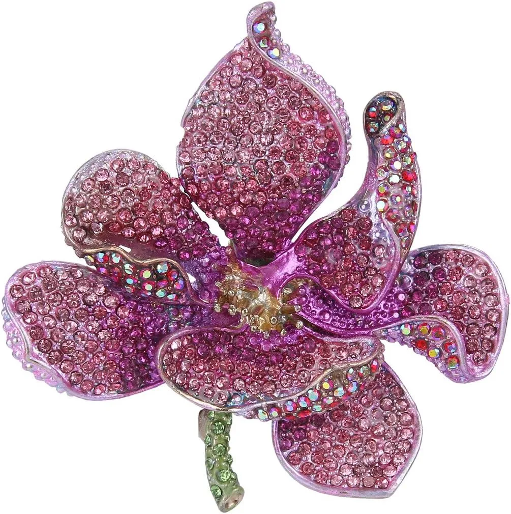EVER FAITH Women's Austrian Crystal Orchid Flower Petal Brooch