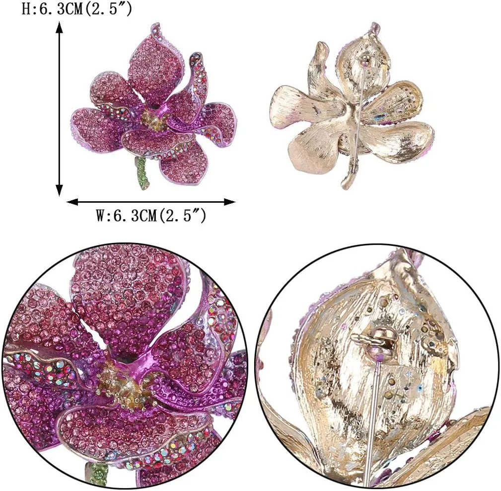 EVER FAITH Women's Austrian Crystal Orchid Flower Petal Brooch