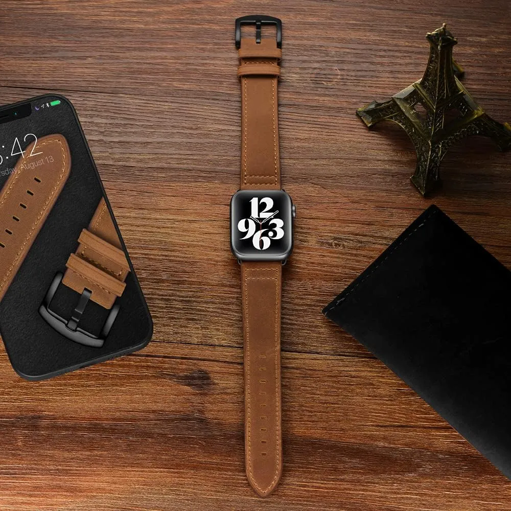 Extra Large Leather Band Compatible with Apple Watch Series 10 46mm Ultra 3 2 1 49mm Vintage Big Bands XL Replacement Strap for iWatch Ultra 9 8 7 45mm Series 6 SE 5 4 3 2 1 42mm 44mm Men, XXL