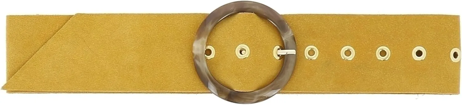 FASHIONGEN - Women's genuine Italian suede leather belt for dress, made in France, ANETTE
