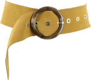 FASHIONGEN - Women's genuine Italian suede leather belt for dress, made in France, ANETTE