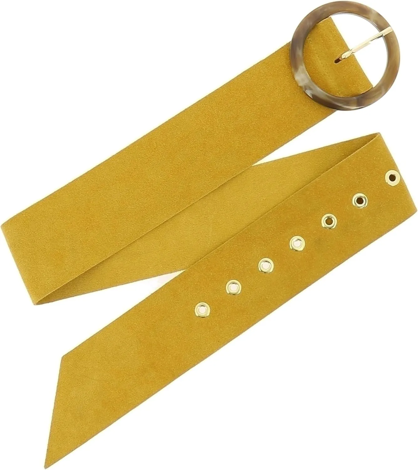 FASHIONGEN - Women's genuine Italian suede leather belt for dress, made in France, ANETTE