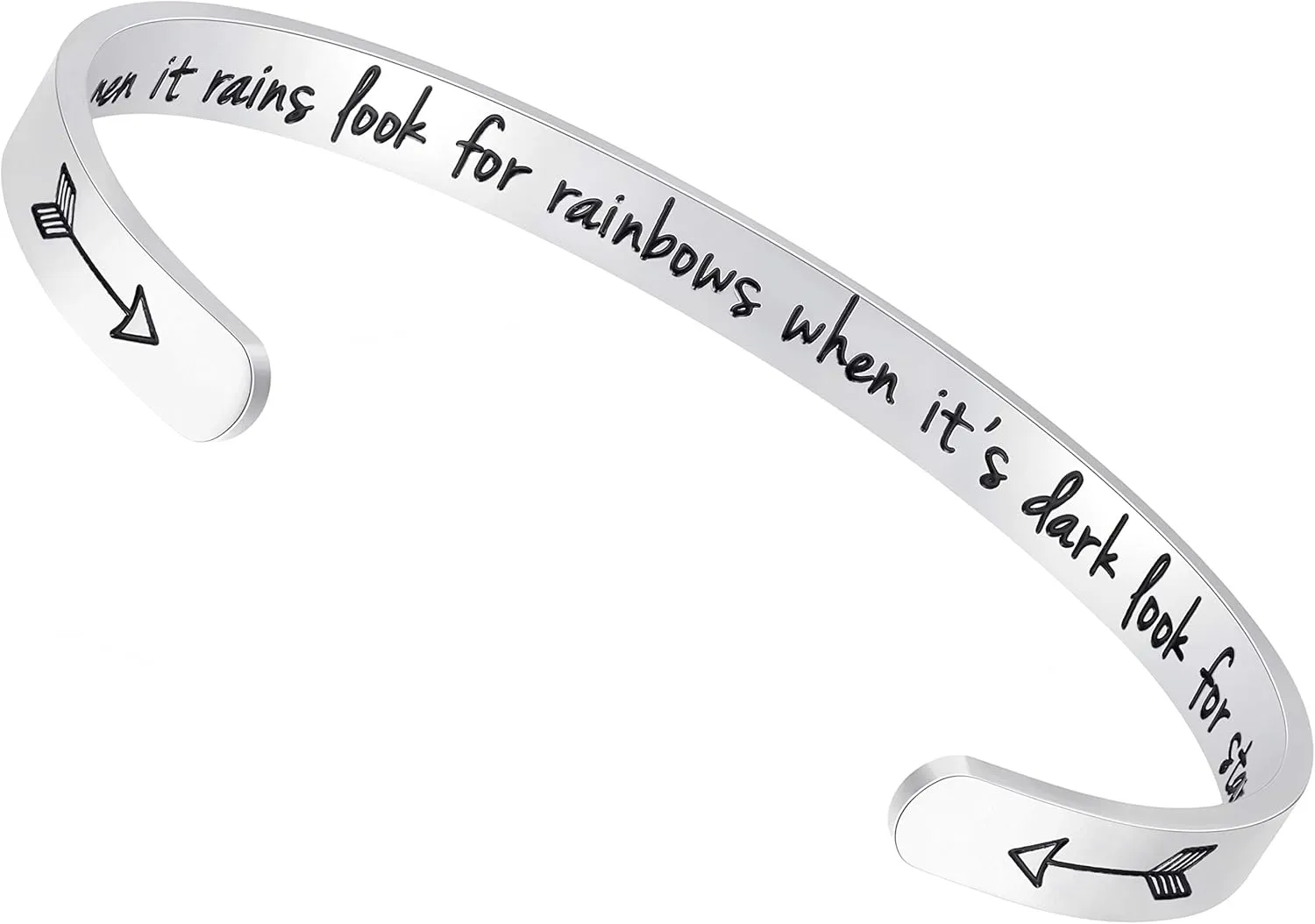 Fesciory Inspirational Bracelets for Women,Stainless Steel Engraved Personalized Positive Mantra Quote Keep Going Cuff Bangle College Graduation for Her