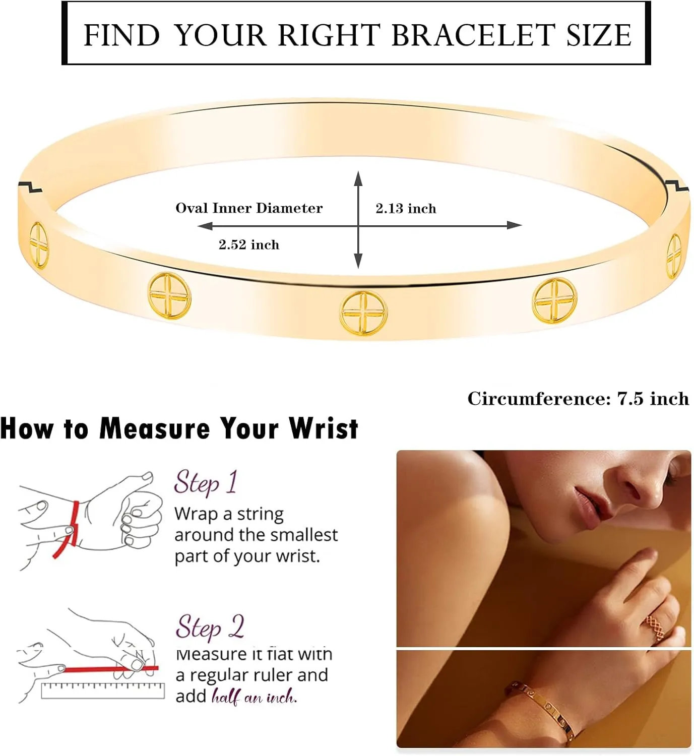 Friendship Love Bracelet for Women - 18K Gold Plated Titanium Steel Cuff Bangle | Cubic Zirconia Jewelry Gift, Simple & Durable Everyday Wear (S/M/L Size)