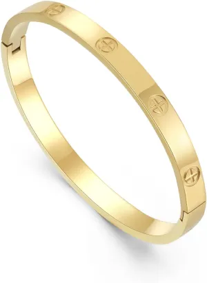 Friendship Love Bracelet for Women - 18K Gold Plated Titanium Steel Cuff Bangle | Cubic Zirconia Jewelry Gift, Simple & Durable Everyday Wear (S/M/L Size)