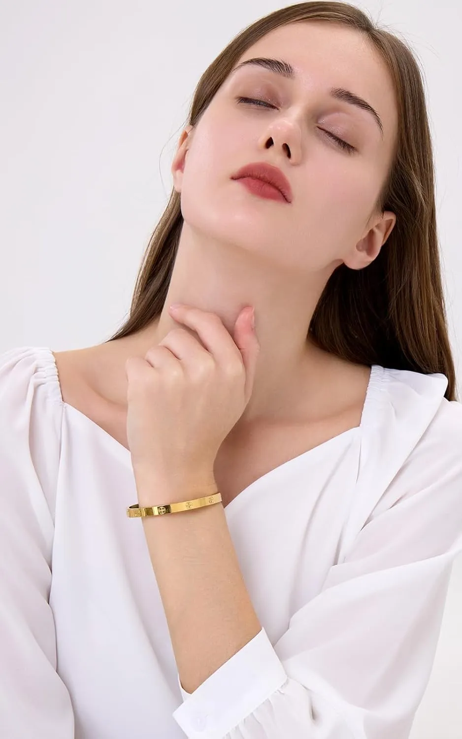 Friendship Love Bracelet for Women - 18K Gold Plated Titanium Steel Cuff Bangle | Cubic Zirconia Jewelry Gift, Simple & Durable Everyday Wear (S/M/L Size)