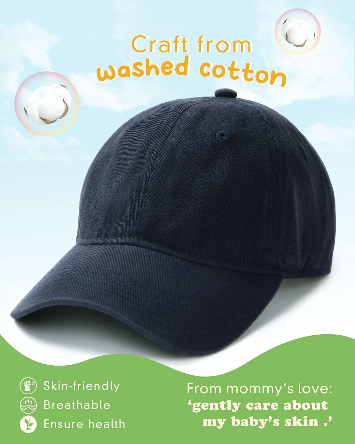 FURTALK Toddler Baseball Hat Kids Boys Girls Adjustable Washed Cotton Baseball Cap with Ponytail