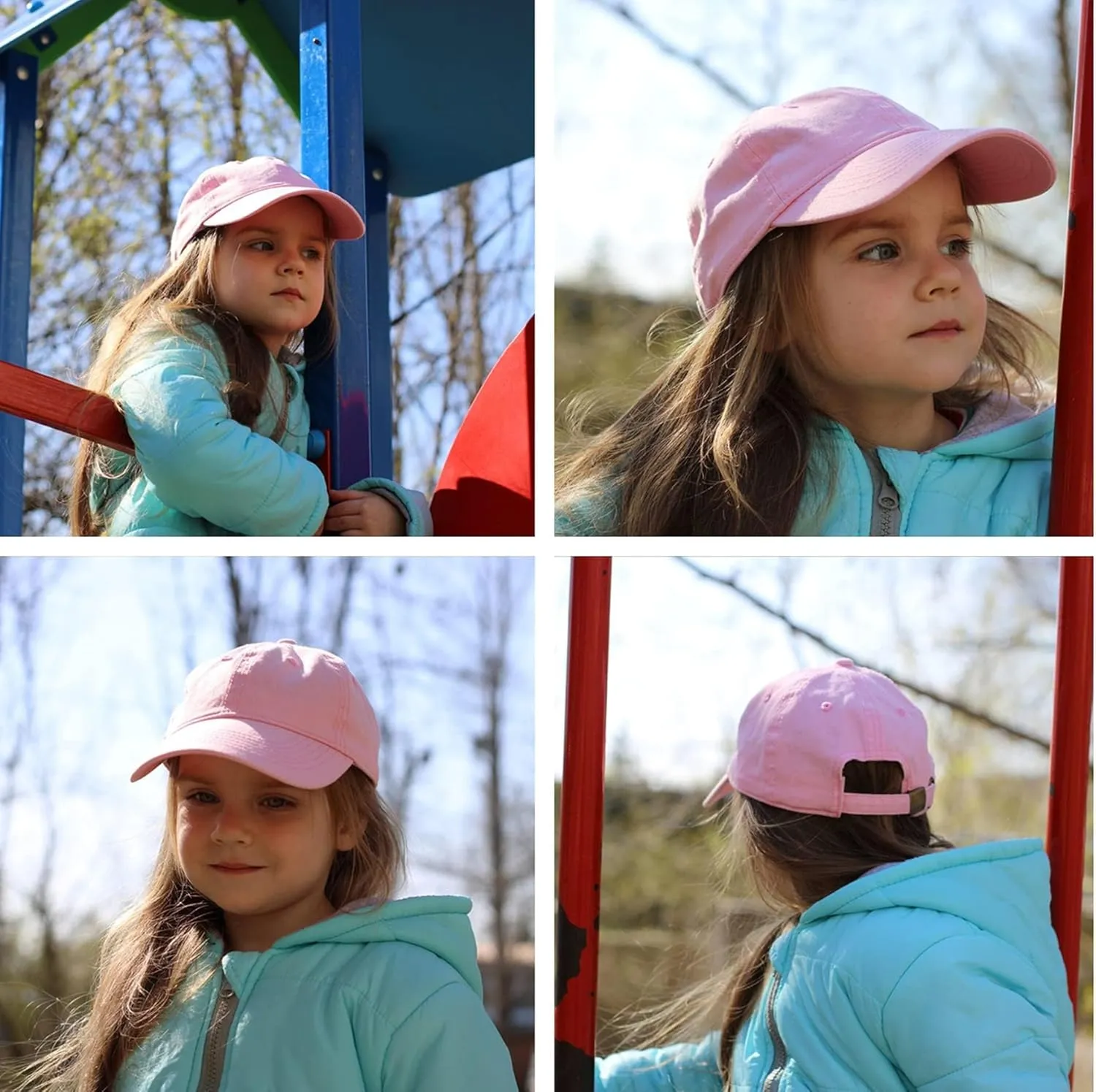 FURTALK Toddler Baseball Hat Kids Boys Girls Adjustable Washed Cotton Baseball Cap with Ponytail