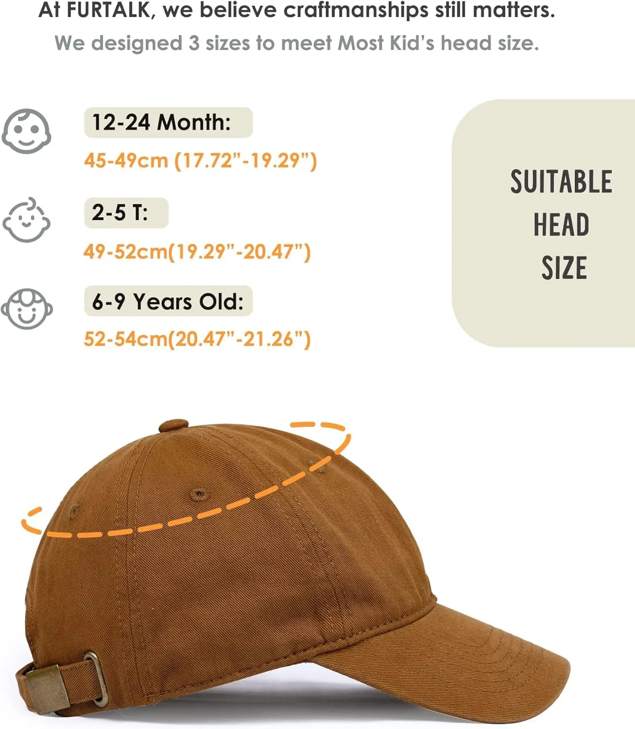 FURTALK Toddler Baseball Hat Kids Boys Girls Adjustable Washed Cotton Baseball Cap with Ponytail