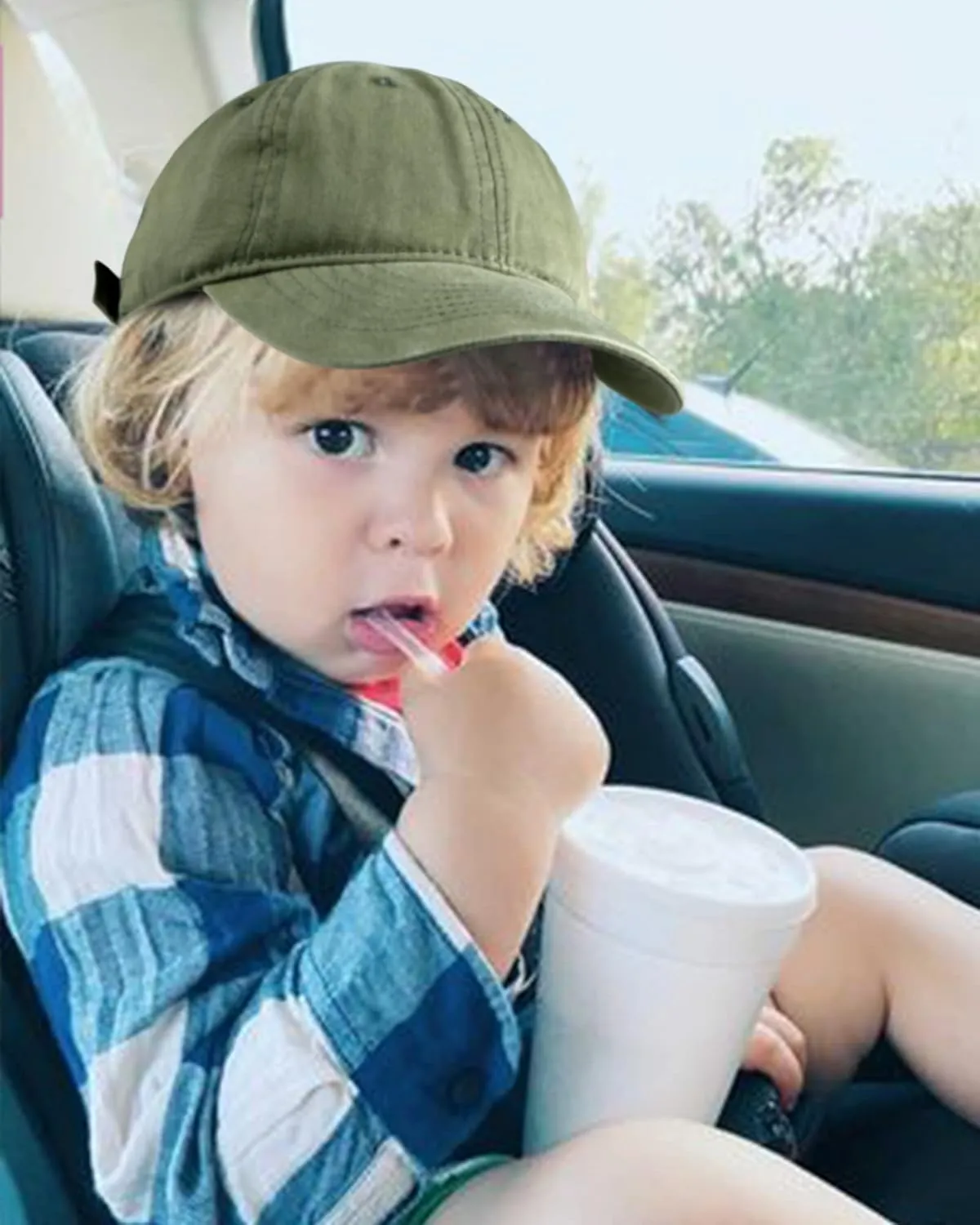 FURTALK Toddler Baseball Hat Kids Boys Girls Adjustable Washed Cotton Baseball Cap with Ponytail