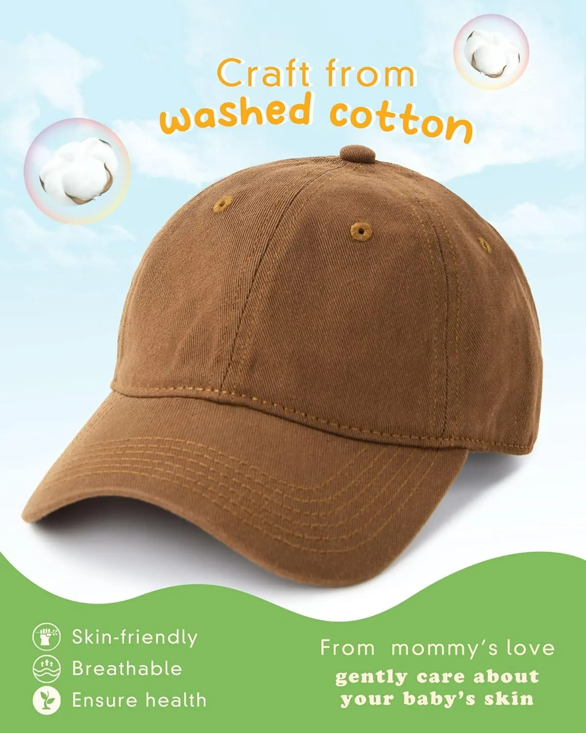 FURTALK Toddler Baseball Hat Kids Boys Girls Adjustable Washed Cotton Baseball Cap with Ponytail