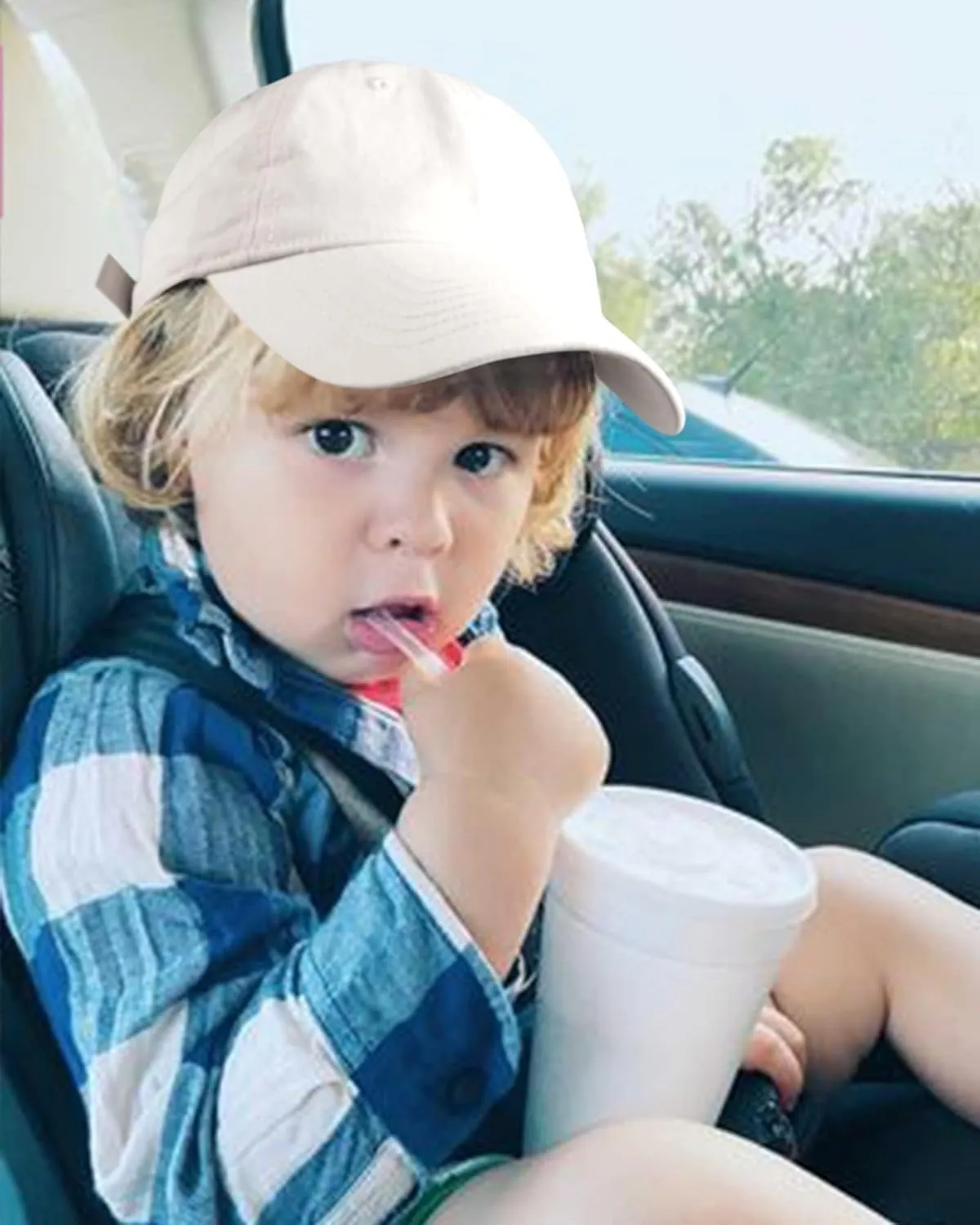 FURTALK Toddler Baseball Hat Kids Boys Girls Adjustable Washed Cotton Baseball Cap with Ponytail