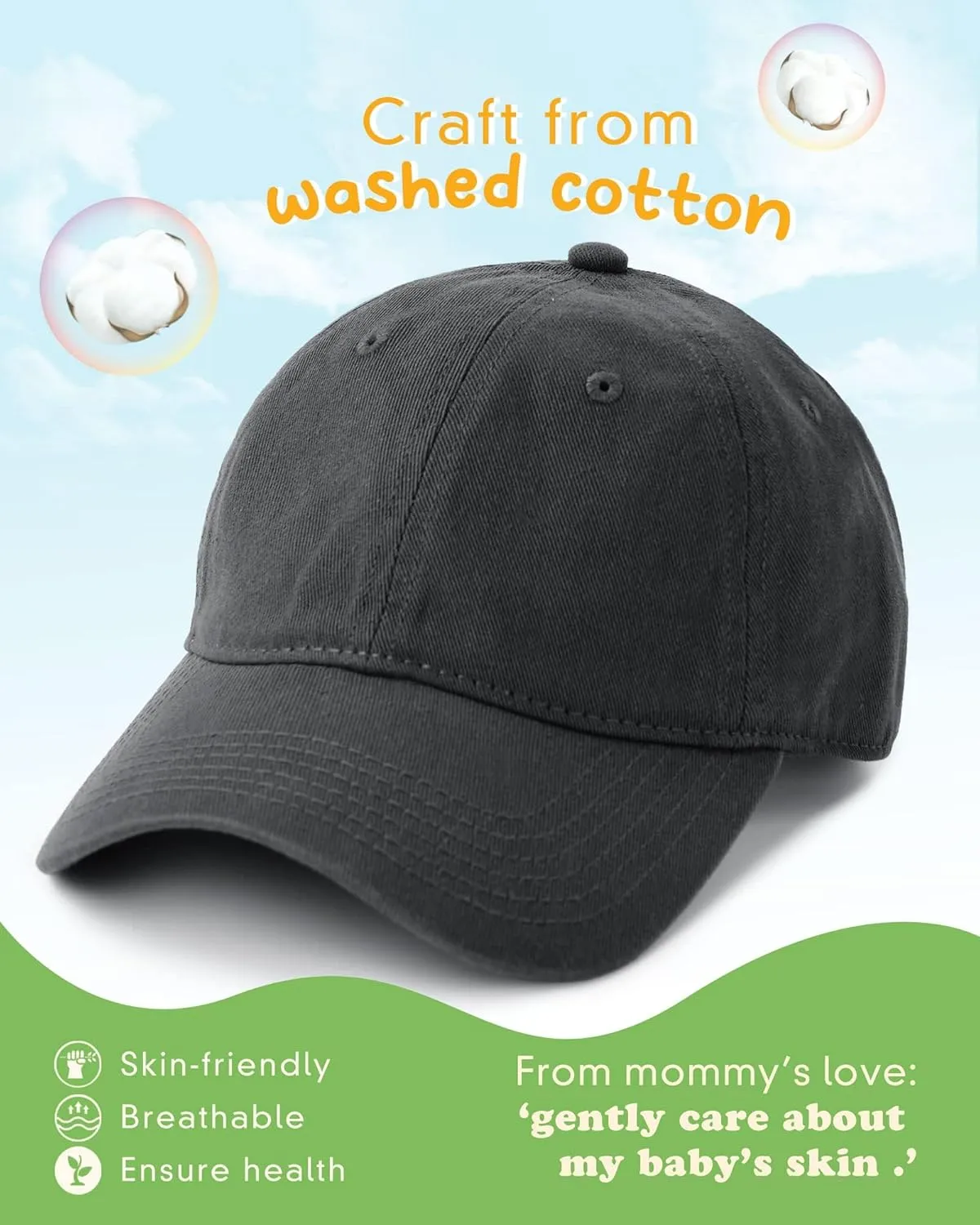 FURTALK Toddler Baseball Hat Kids Boys Girls Adjustable Washed Cotton Baseball Cap with Ponytail
