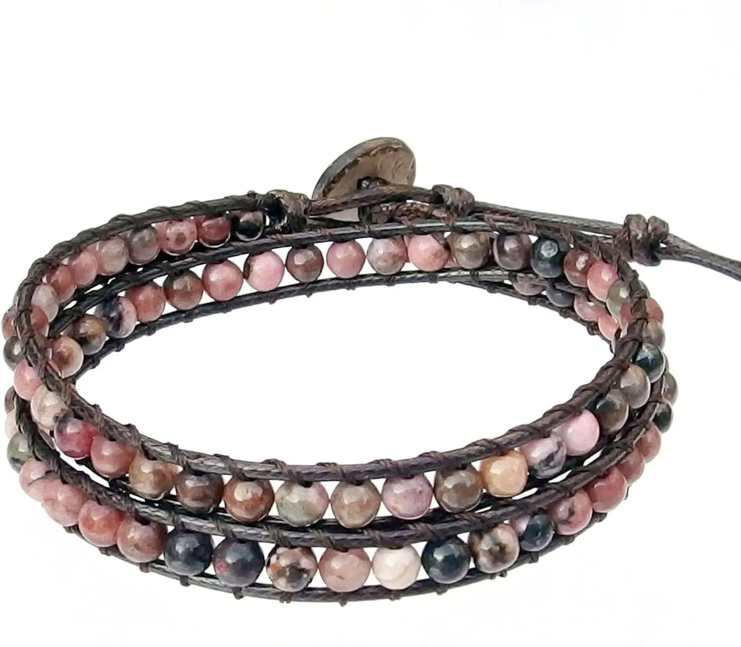 Genuine Stone Wrap Bracelets for Women Natural Crystal Beaded Wrap Bracelet 2/3/5 Adjustable Bohemian Bracelets Jewelry Gifts for Women Mom