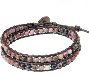 Genuine Stone Wrap Bracelets for Women Natural Crystal Beaded Wrap Bracelet 2/3/5 Adjustable Bohemian Bracelets Jewelry Gifts for Women Mom