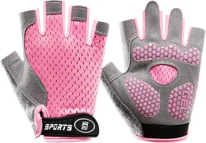 Girls Half Finger Bike Gloves Fingerleses Cycling Non Slip Sun Protection Riding Gloves for Youth Kids 3-8T 7-15T