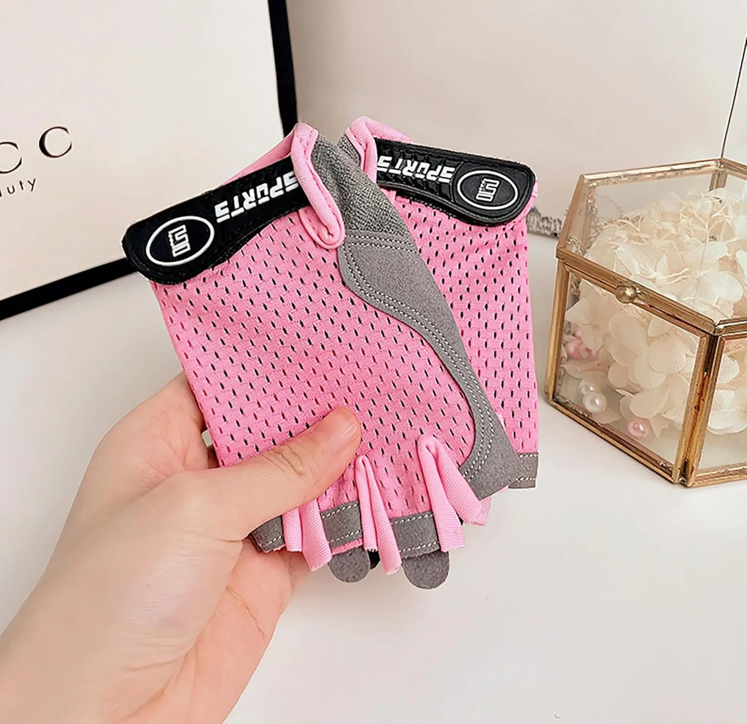 Girls Half Finger Bike Gloves Fingerleses Cycling Non Slip Sun Protection Riding Gloves for Youth Kids 3-8T 7-15T