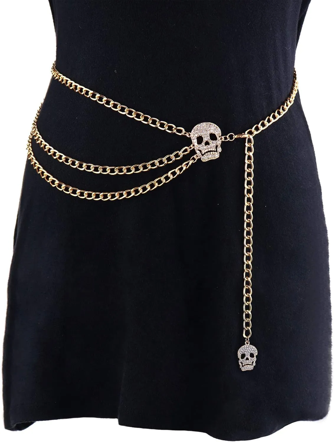 Glamorstar Multilayer Metal Waist Chain Dress Belts Metal Belt for Women