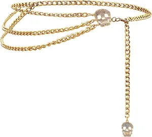 Glamorstar Multilayer Metal Waist Chain Dress Belts Metal Belt for Women