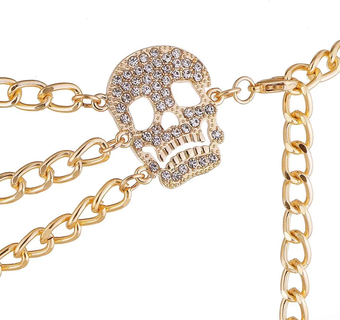 Glamorstar Multilayer Metal Waist Chain Dress Belts Metal Belt for Women