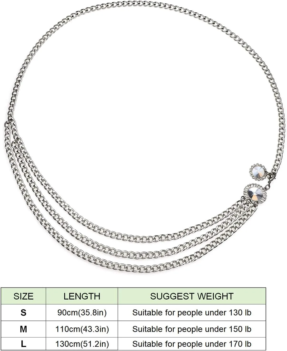 Glamorstar Multilayer Metal Waist Chain Dress Belts Metal Belt for Women