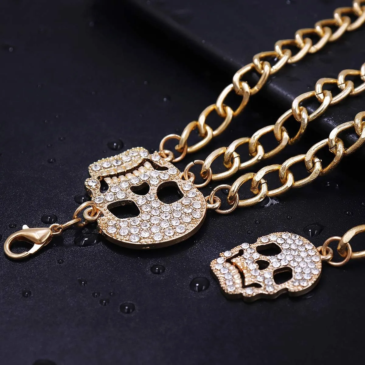 Glamorstar Multilayer Metal Waist Chain Dress Belts Metal Belt for Women