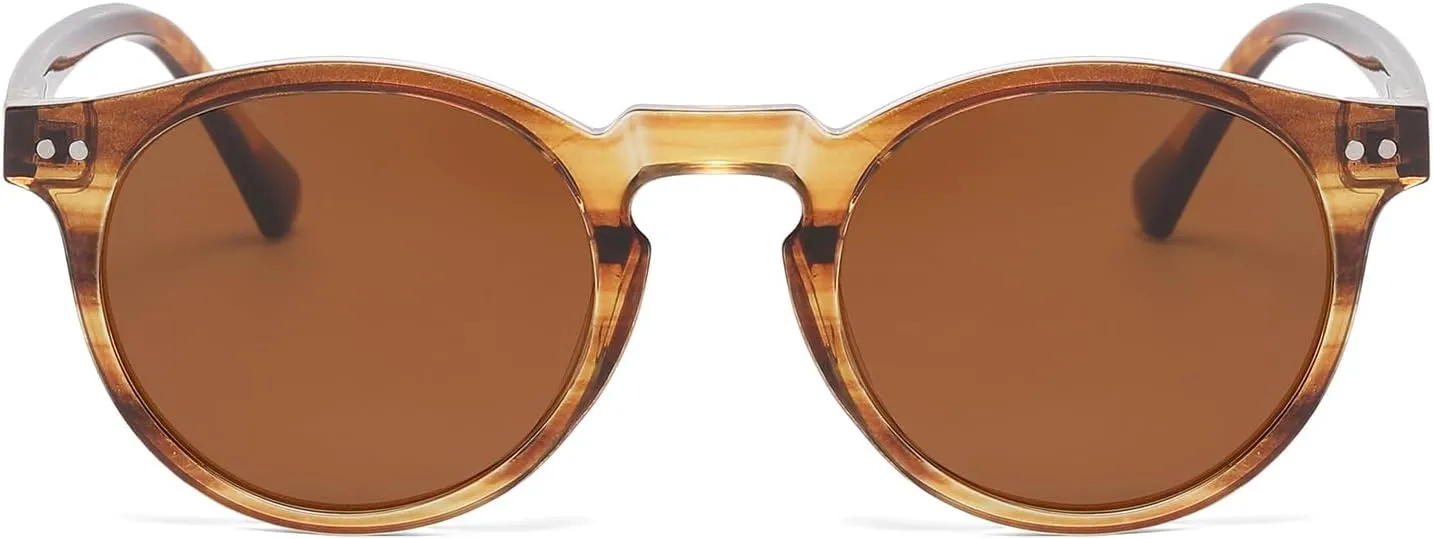 Gleyemor Fashion Polarized Round Sunglasses for Men Women Retro Vintage Acetate Frame Sunglasses