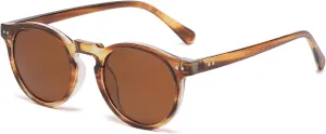 Gleyemor Fashion Polarized Round Sunglasses for Men Women Retro Vintage Acetate Frame Sunglasses