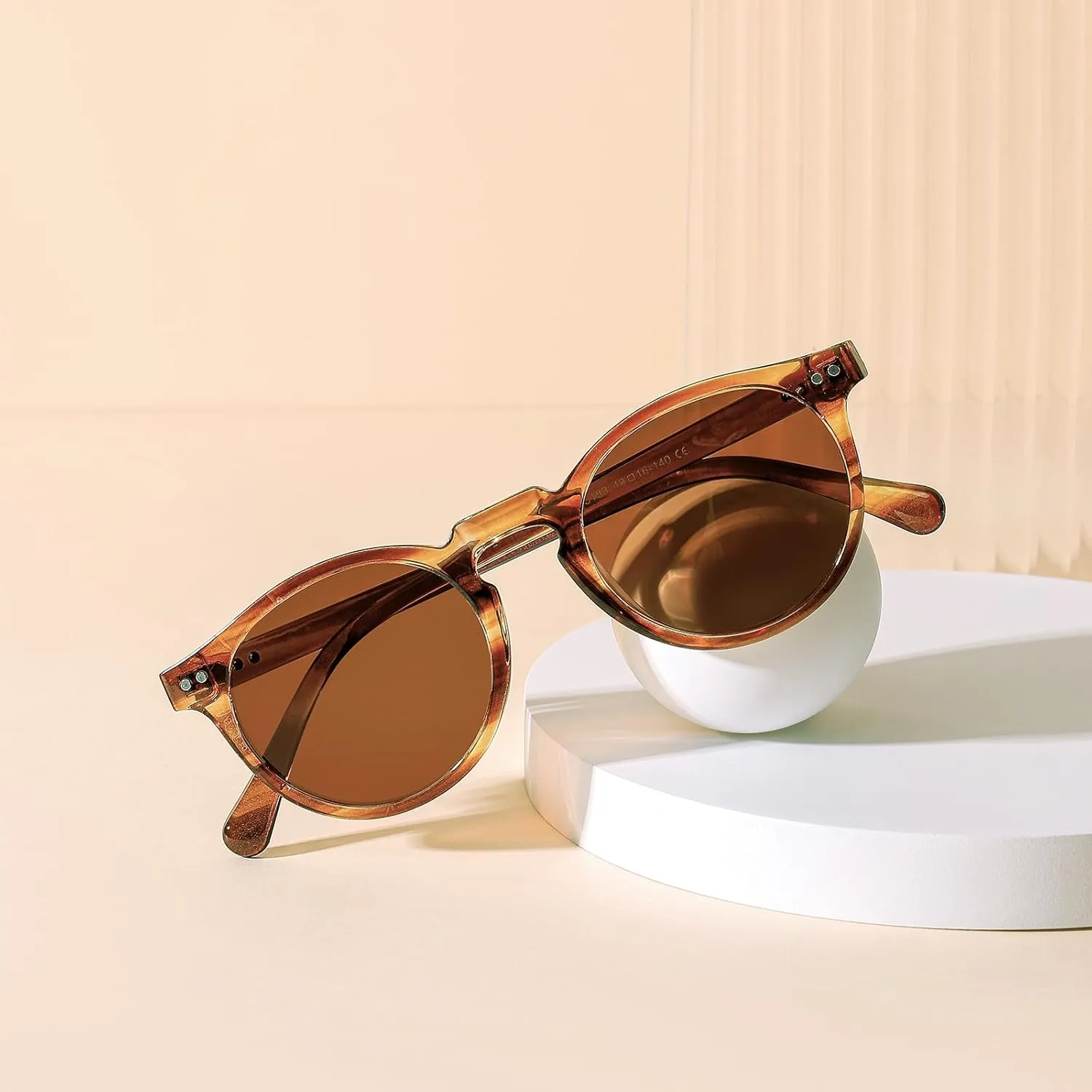 Gleyemor Fashion Polarized Round Sunglasses for Men Women Retro Vintage Acetate Frame Sunglasses