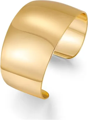 Gold Hammered Open Wide Cuff Bangle Bracelet for Women Smooth Polished Chunky Hollow Wide Cuff Bracelets Jewelry