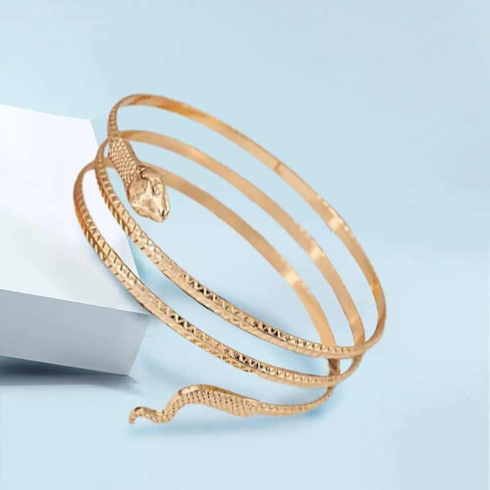 Gold Snake Bracelet - Upper Arm Cuff for Women - Evening Bracelet, One Size