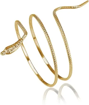 Gold Snake Bracelet - Upper Arm Cuff for Women - Evening Bracelet, One Size