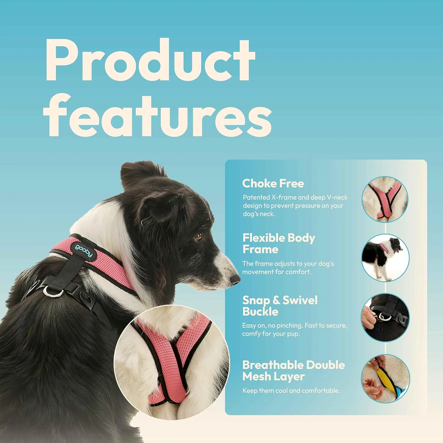 Gooby Comfort X Harness Dual Snap Mesh in Dog Harness - Watermelon, Small