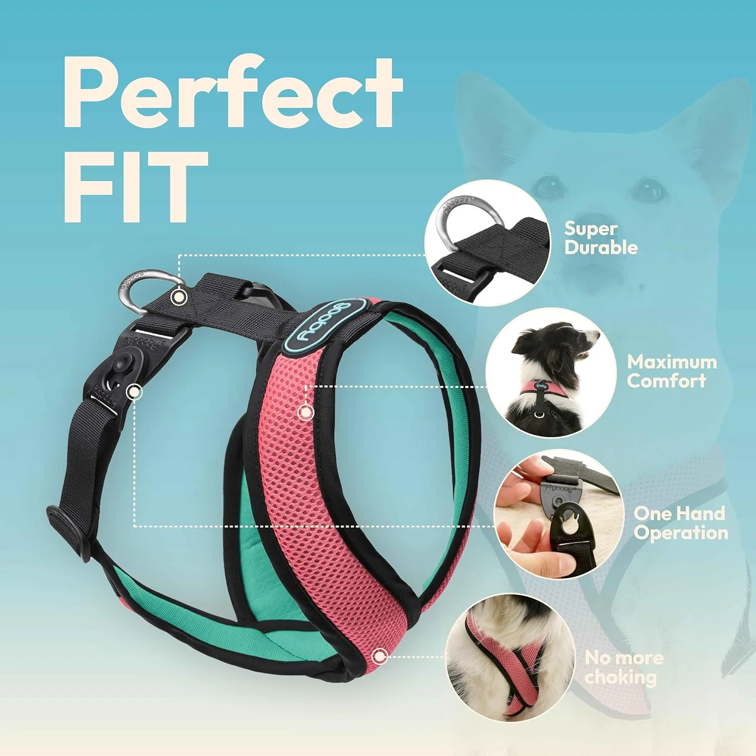 Gooby Comfort X Harness Dual Snap Mesh in Dog Harness - Watermelon, Small