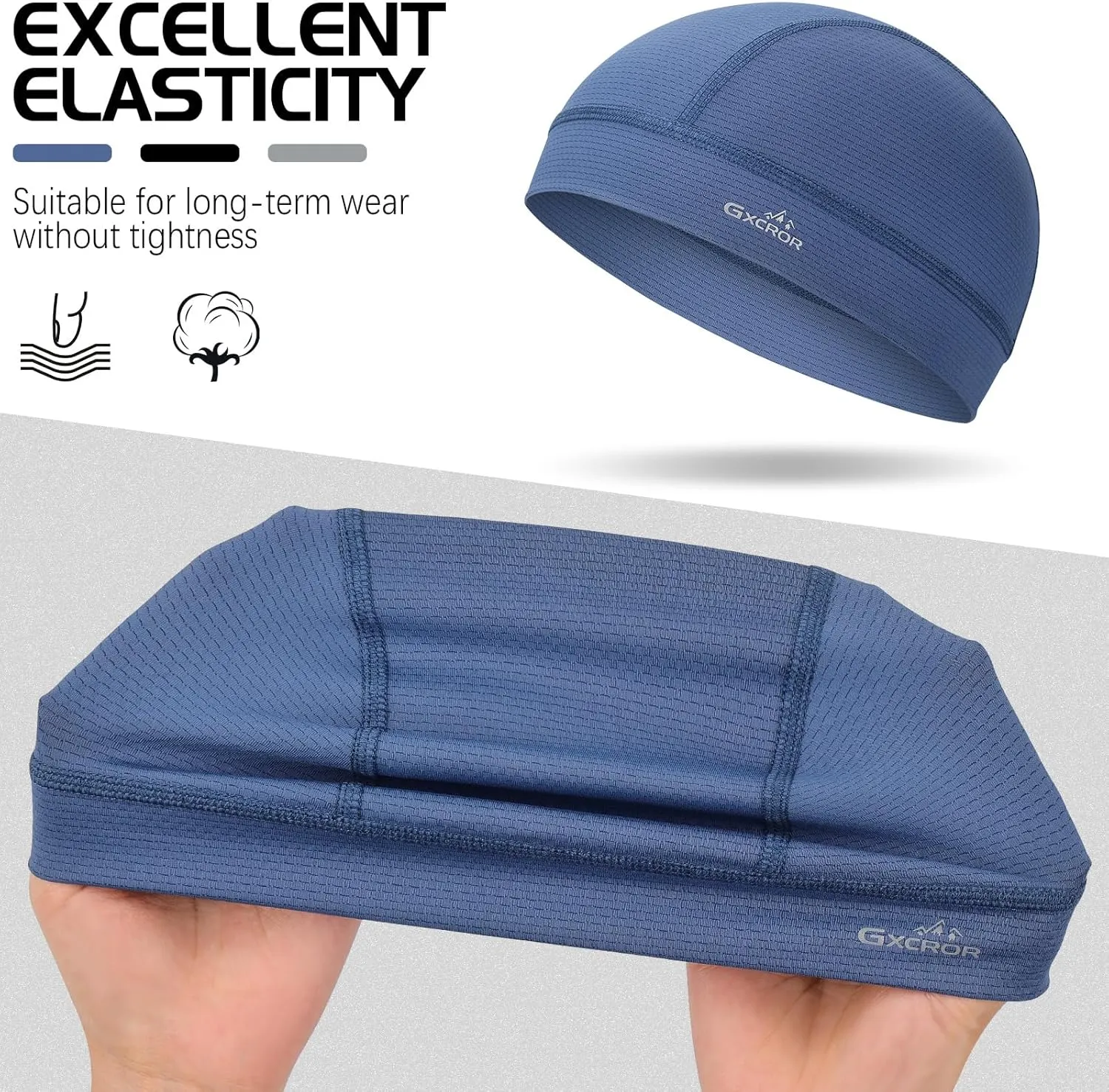 GXCROR 3 Pack Cooling Skull Cap with Sweat-Wicking & Anti-Odor Technology Quick-Dry Helmet Liner for Cycling Motorcycle