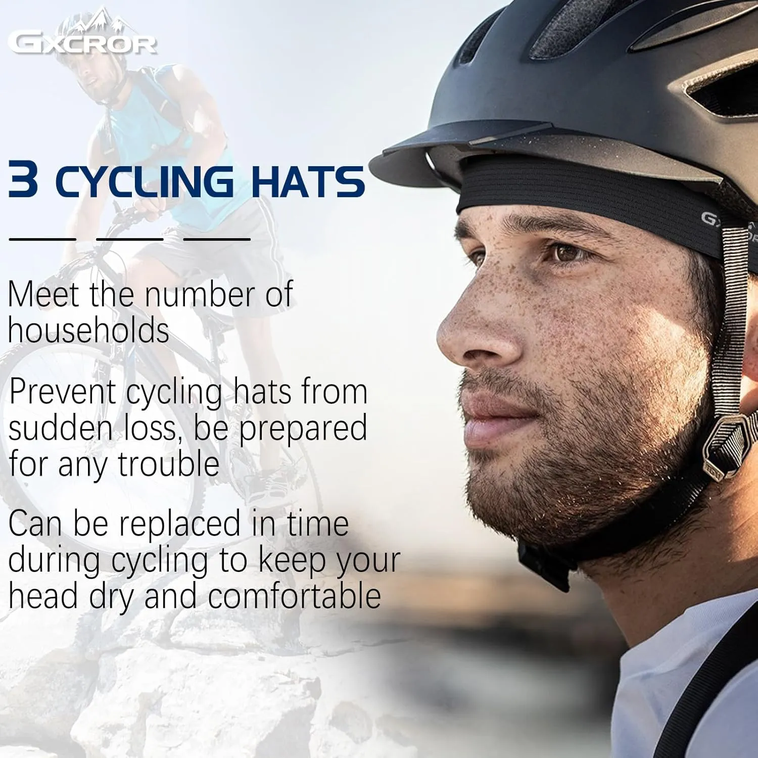 GXCROR 3 Pack Cooling Skull Cap with Sweat-Wicking & Anti-Odor Technology Quick-Dry Helmet Liner for Cycling Motorcycle