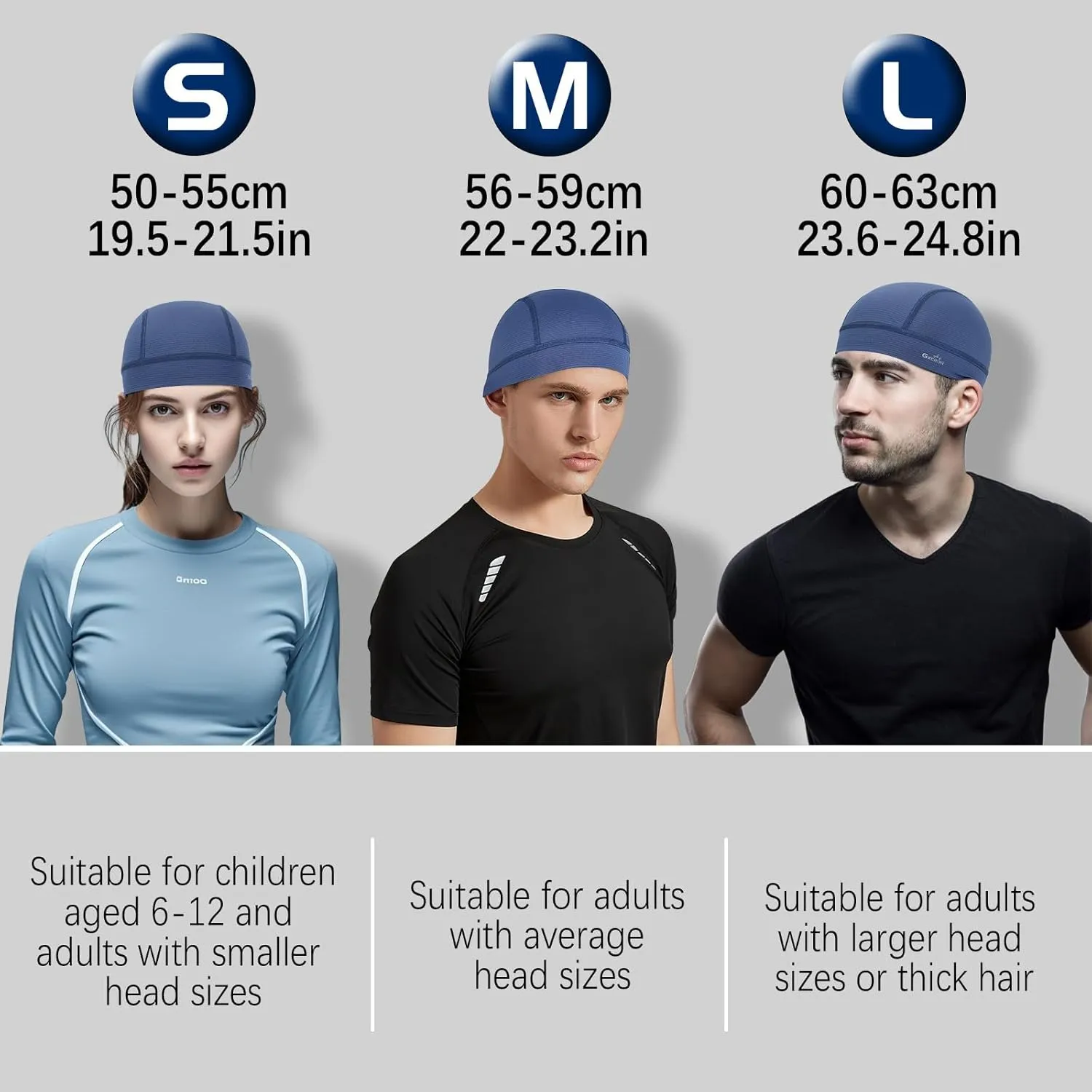 GXCROR 3 Pack Cooling Skull Cap with Sweat-Wicking & Anti-Odor Technology Quick-Dry Helmet Liner for Cycling Motorcycle