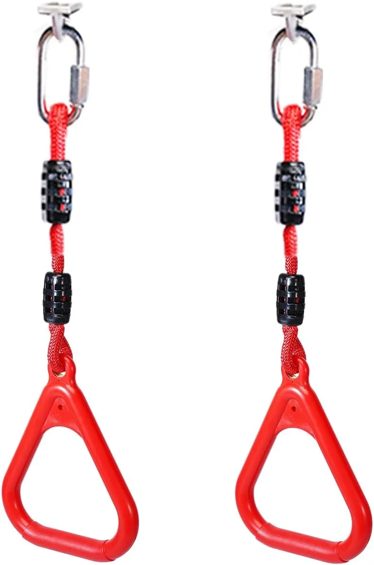 Hanging Rings Ninja Warrior Accessories Slackline Obstacle Course Monkey Bars Playground Equipment Swing Sets (2 Pack)