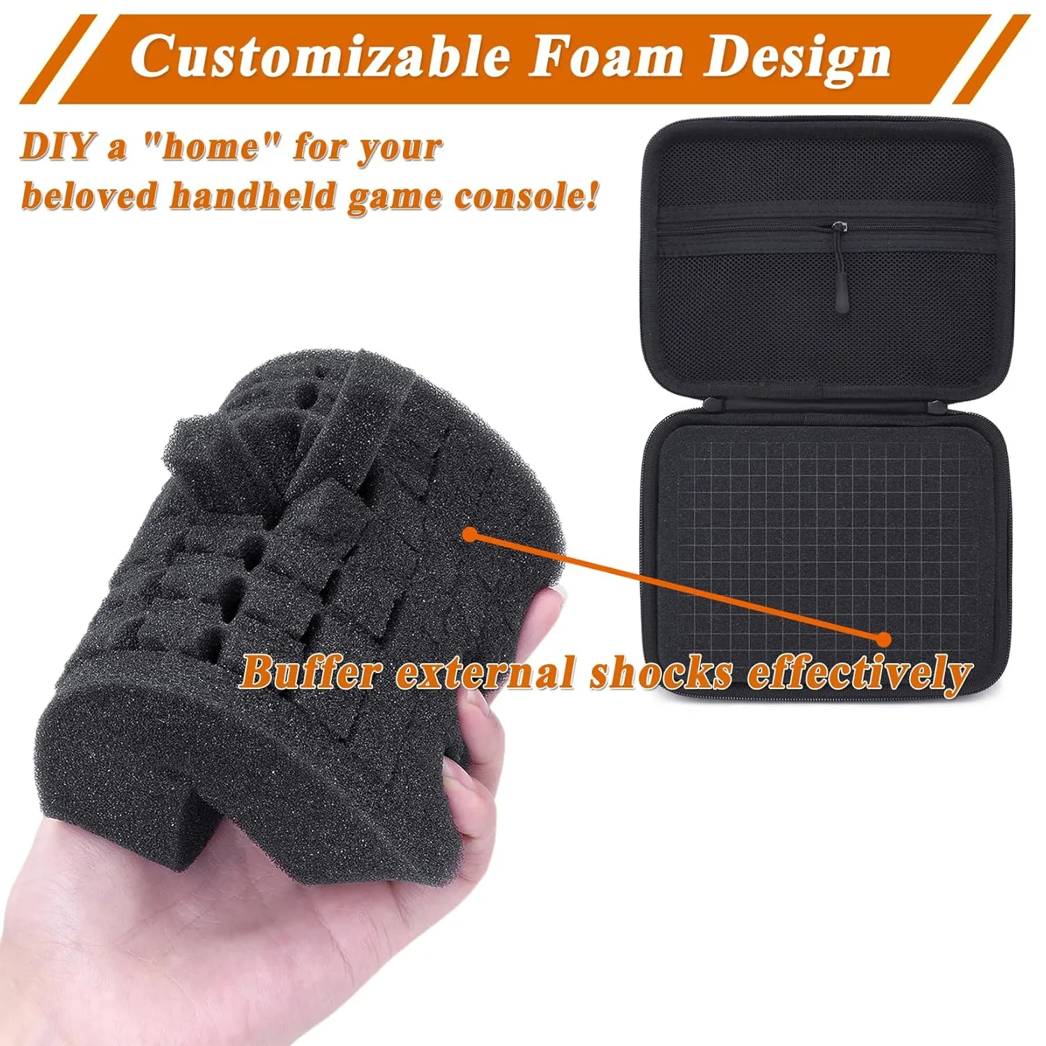 Hard Case With Customizable Foam, 8.8 Inch EVA Case Compatible with Modretro Chromatic/Analogue Pocket/Nintendo Gameboy Color/Advance SP/DS/2DS/3DS/Game&Watch Console