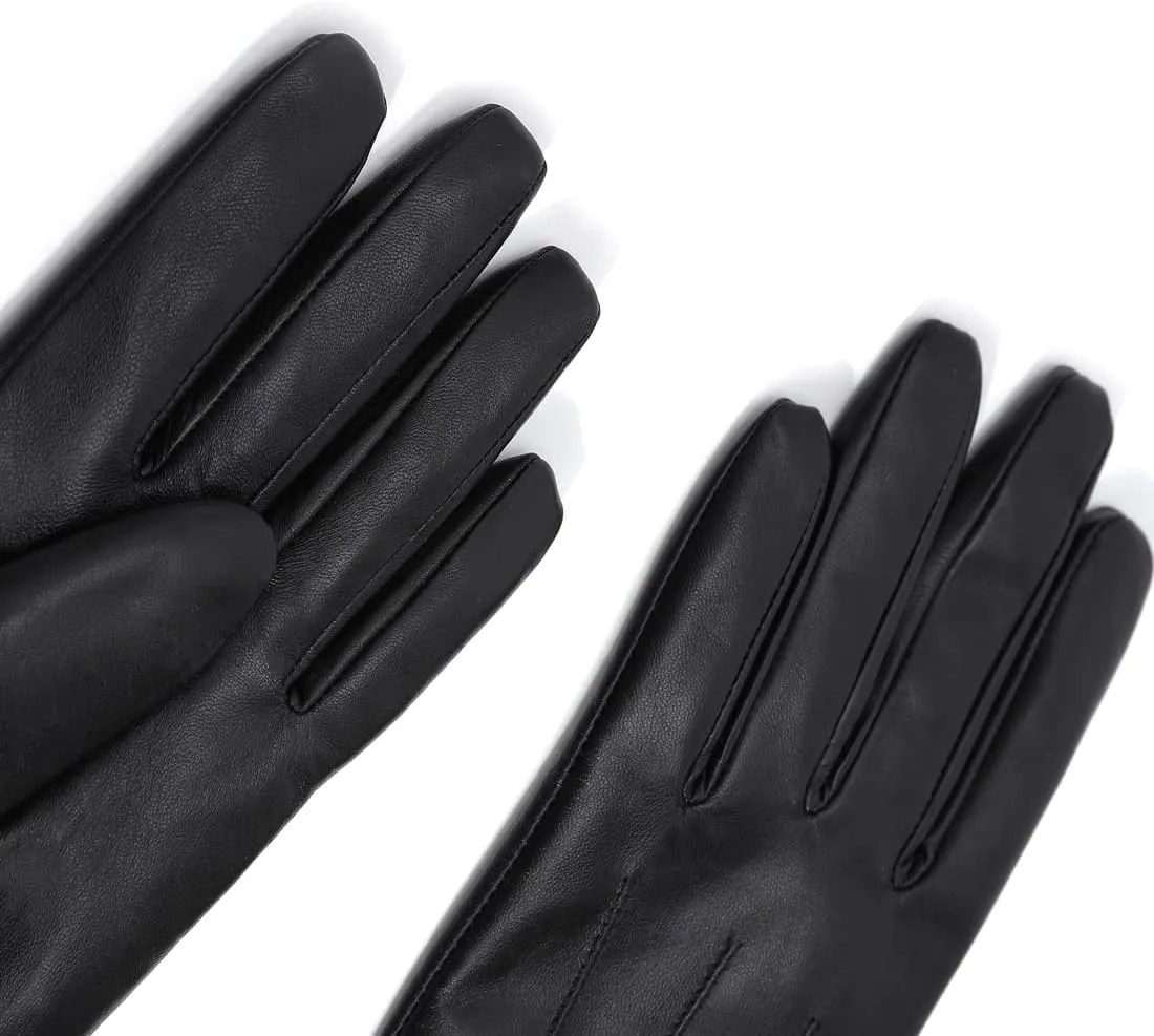 Harssidanzar Leather Gloves Women, Winter Warm Fleece Lining Touchscreen Texting Warm Driving Lambskin Leather Gloves GL018